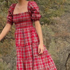 RARE Hill House Nesli Nap Dress in Red Plaid